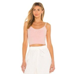 Alice + Olivia Blush Pink Cropped Textured Knit Camisole